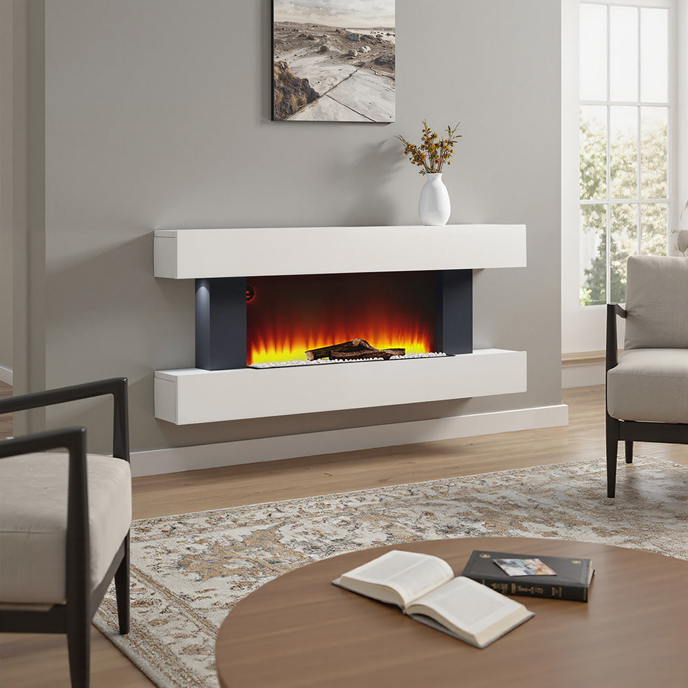 52 Inch Contemporary Wall Mounted/Freestanding Fireplace Mantel