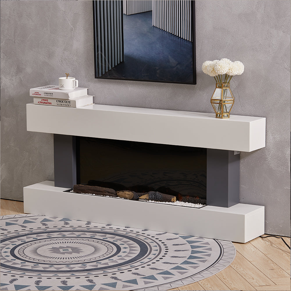 52 Inch Contemporary Wall Mounted/Freestanding Fireplace Mantel