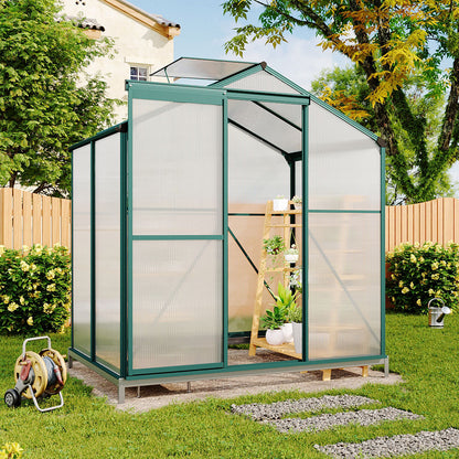 4' x 6' ft Garden Greenhouse Green Framed with Base