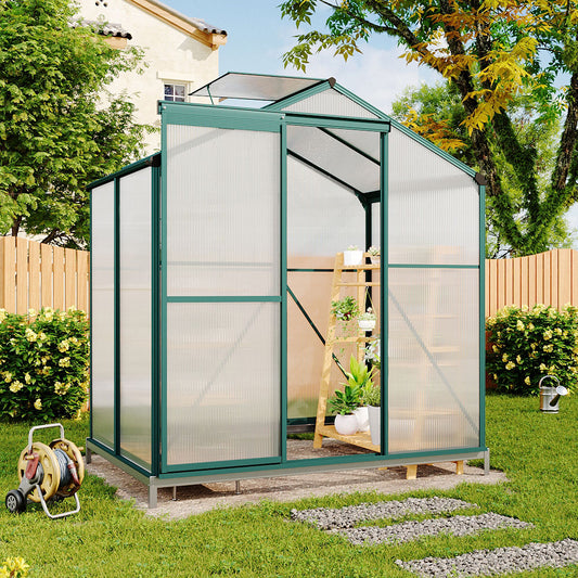 4' x 6' ft Garden Greenhouse Green Framed with Base