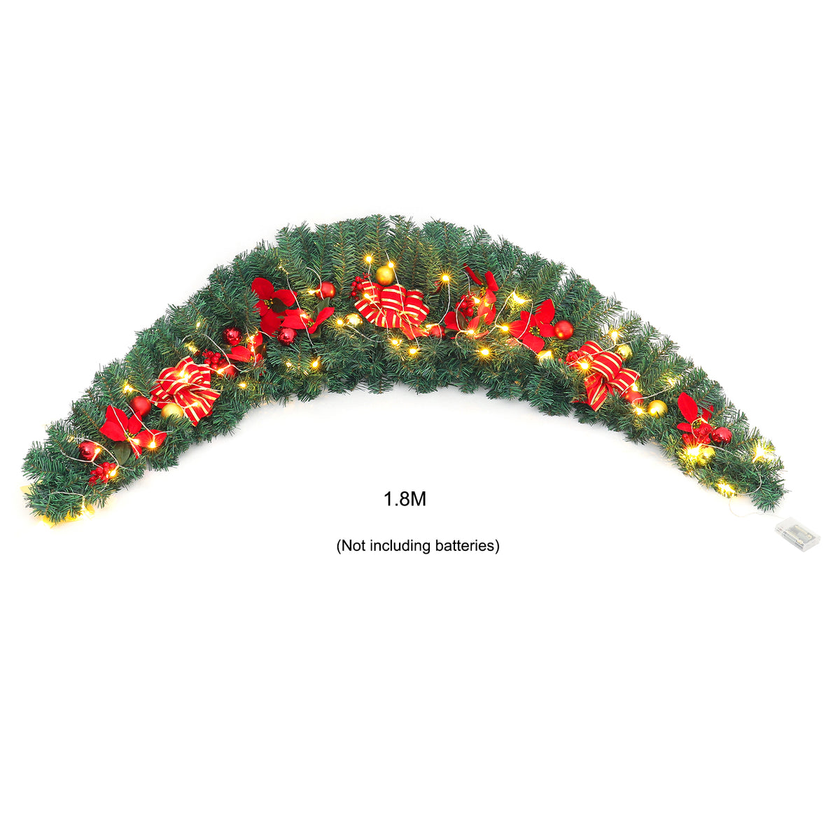 Artificial 180cm Classic Christmas Swag for Front Door Decor
