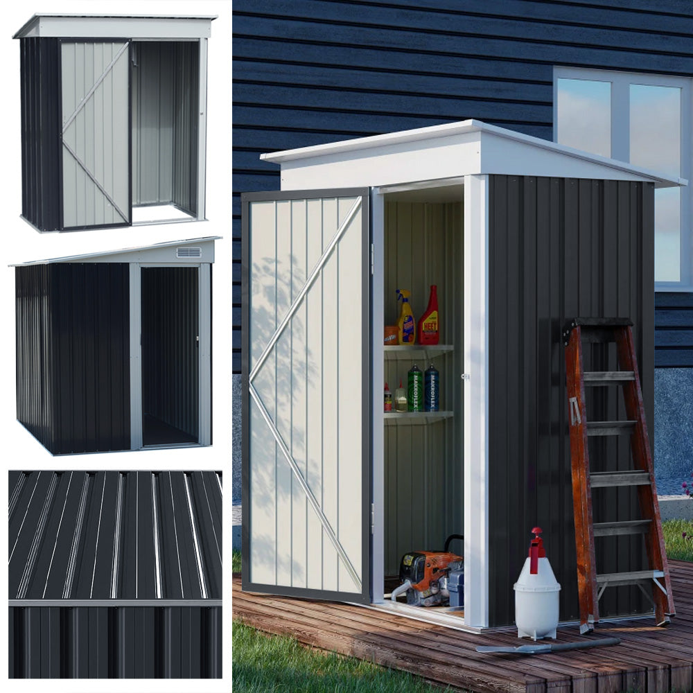 3X5FT Outdoor Metal Garden Storage Shed with Shelves