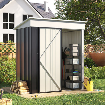 3X5FT Outdoor Metal Garden Storage Shed with Shelves