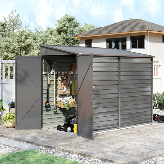 4.6x9FT Wide Outdoor Lockable Steel Storage Shed