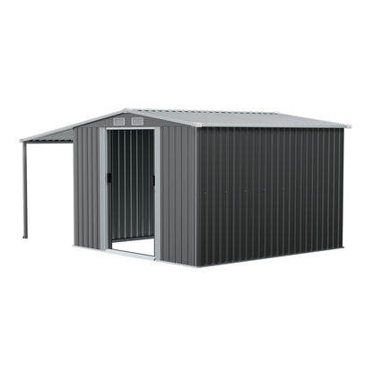 Metal Garden Storage Shed with Side Lean-to