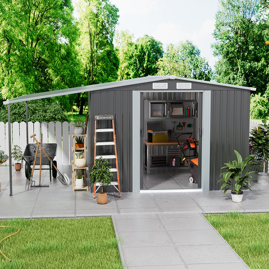 Outdoor Metal Storage Shed with Lean-to