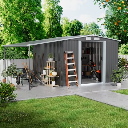 Metal Garden Storage Shed with Side Lean-to