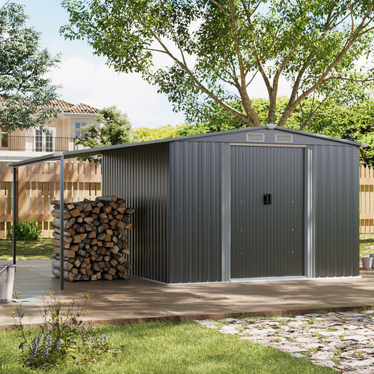 Outdoor Metal Storage Shed with Lean-to