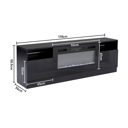Recessed Electric Fireplace TV Stand with Closed Storage