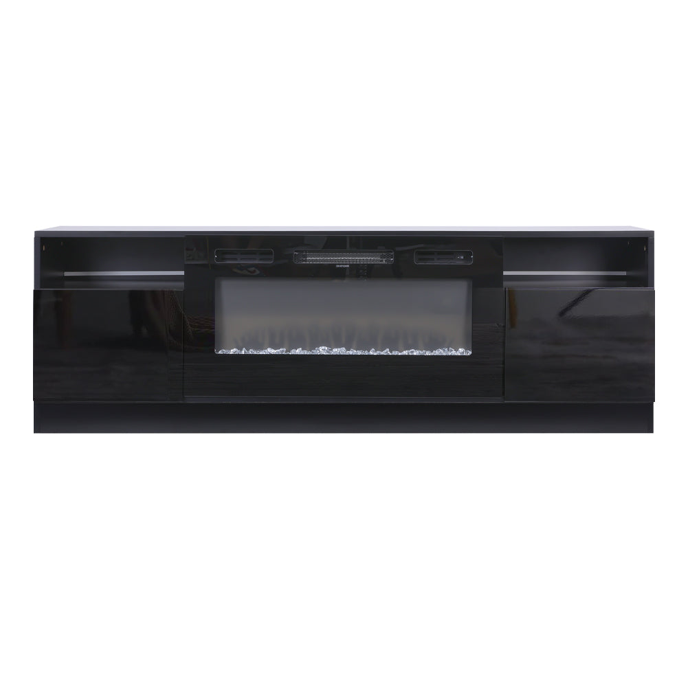Recessed Electric Fireplace TV Stand with Closed Storage