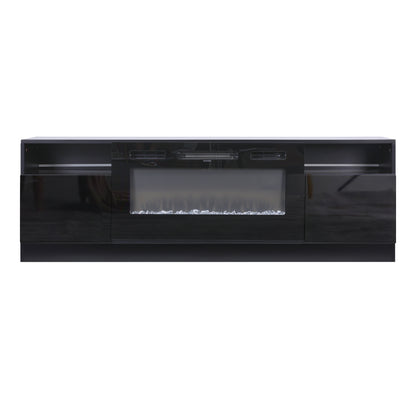 Recessed Electric Fireplace TV Stand with Closed Storage