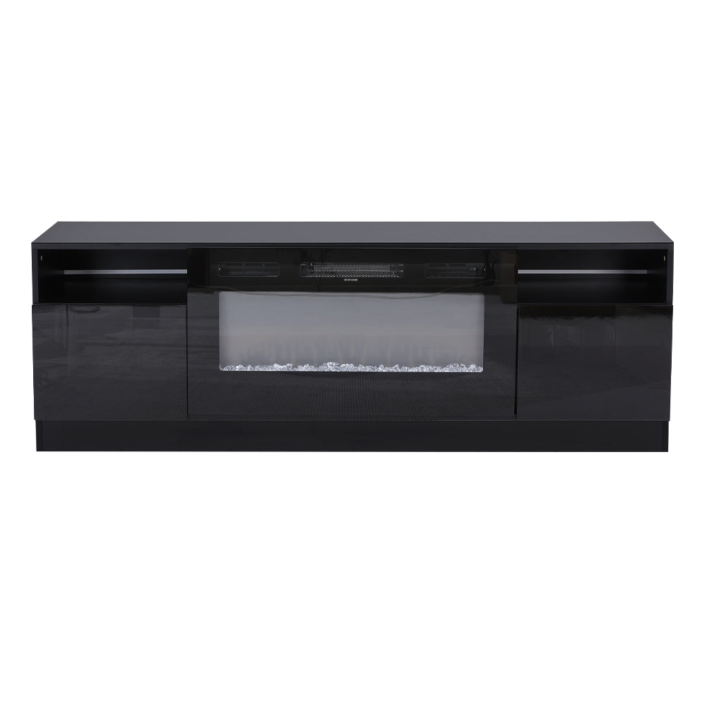 Recessed Electric Fireplace TV Stand with Closed Storage