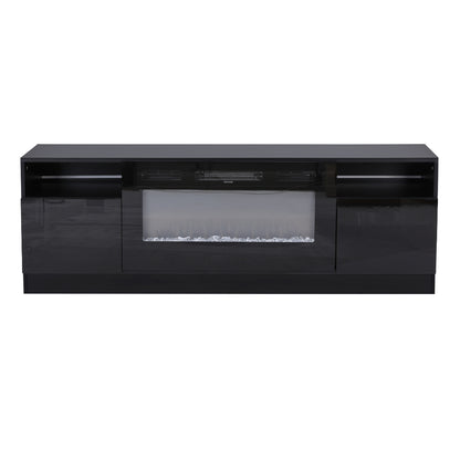Recessed Electric Fireplace TV Stand with Closed Storage
