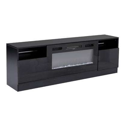 Recessed Electric Fireplace TV Stand with Closed Storage