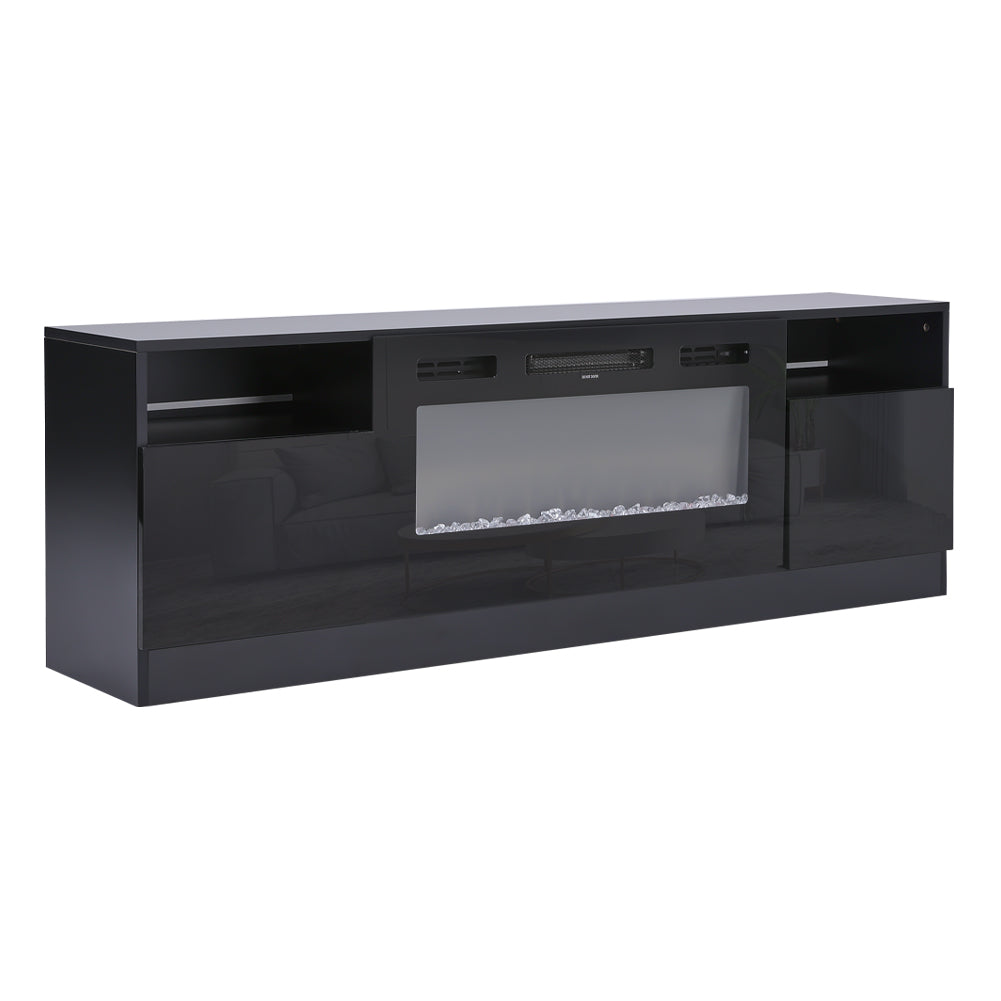 Recessed Electric Fireplace TV Stand with Closed Storage