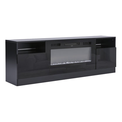 Recessed Electric Fireplace TV Stand with Closed Storage