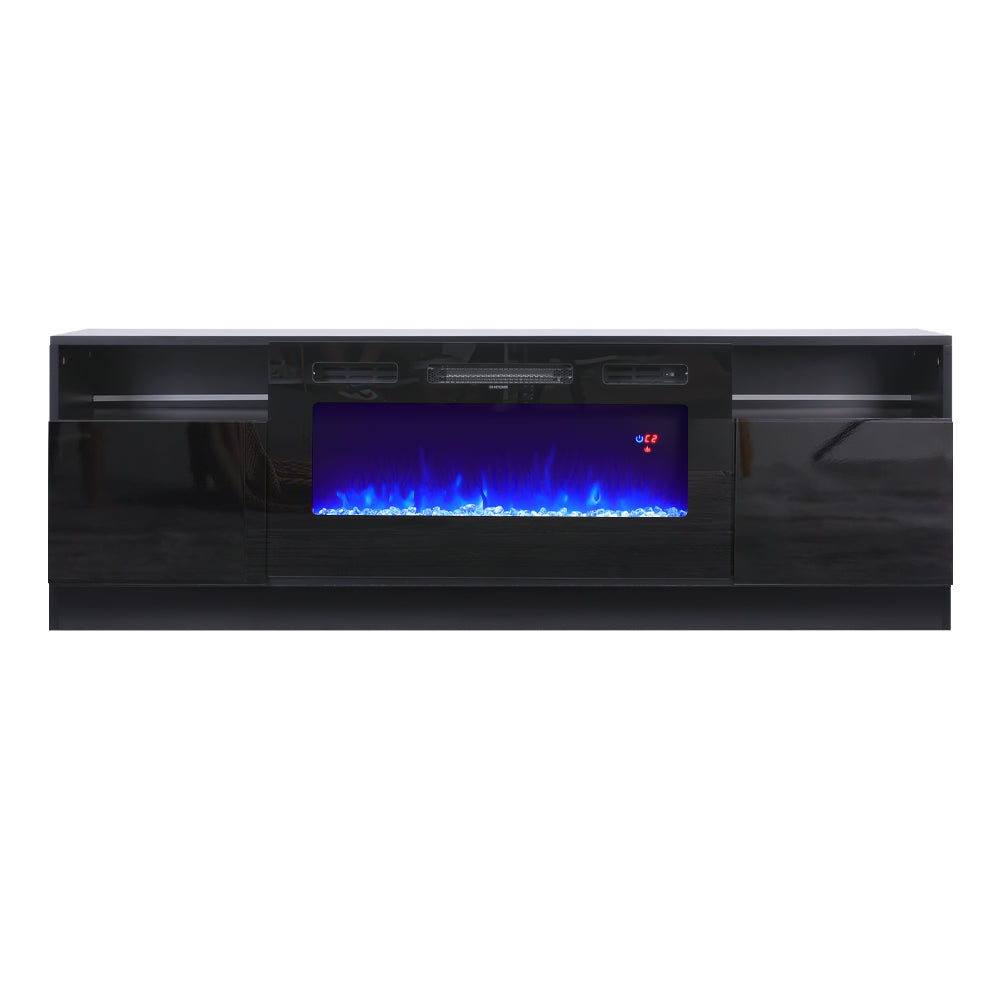 Recessed Electric Fireplace TV Stand with Closed Storage