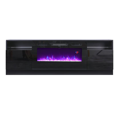 Recessed Electric Fireplace TV Stand with Closed Storage