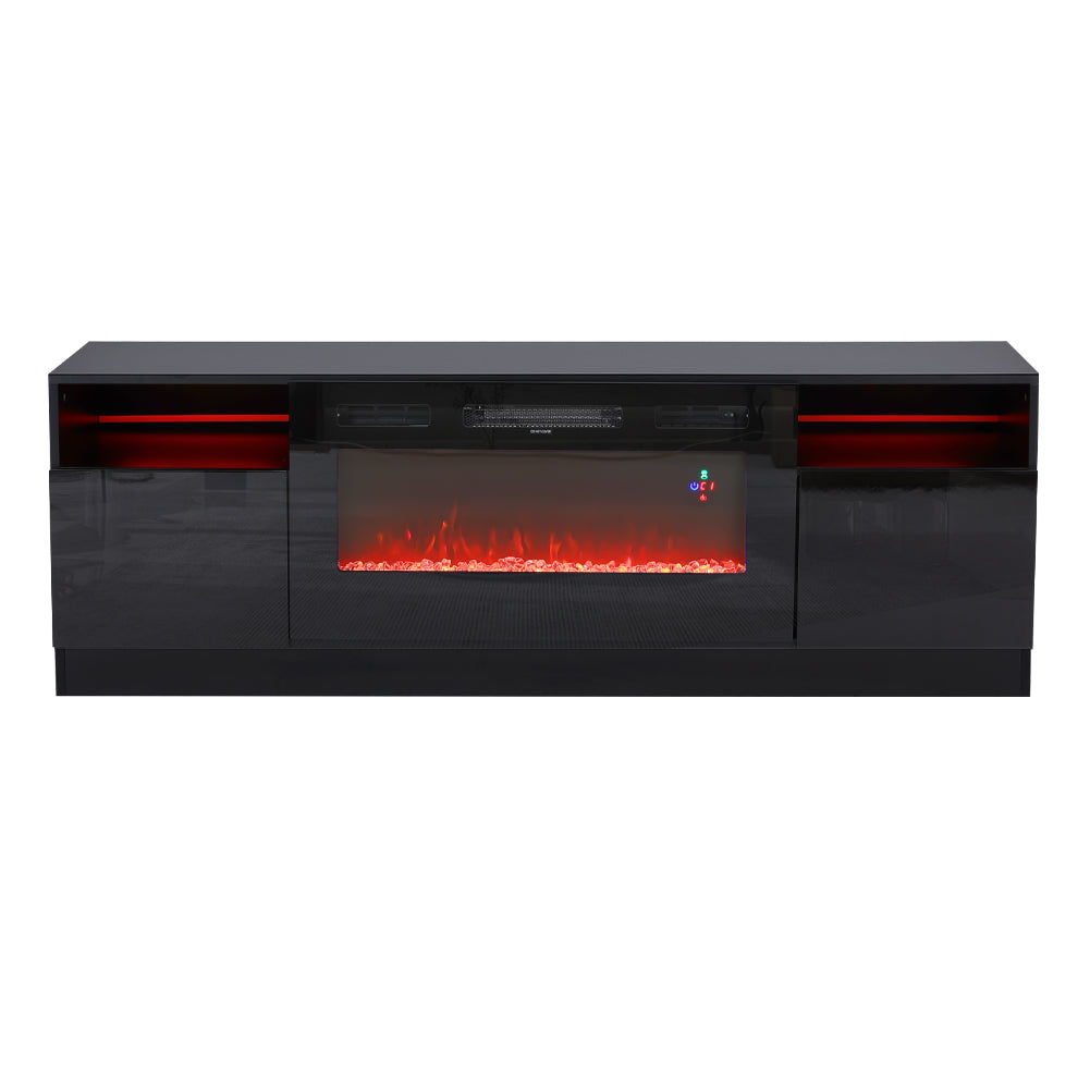 Recessed Electric Fireplace TV Stand with Closed Storage
