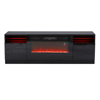Recessed Electric Fireplace TV Stand with Closed Storage