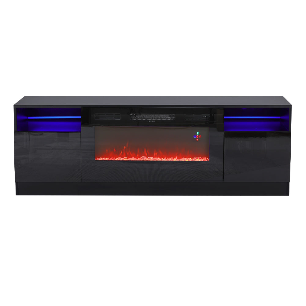 Recessed Electric Fireplace TV Stand with Closed Storage