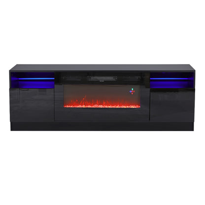 Recessed Electric Fireplace TV Stand with Closed Storage