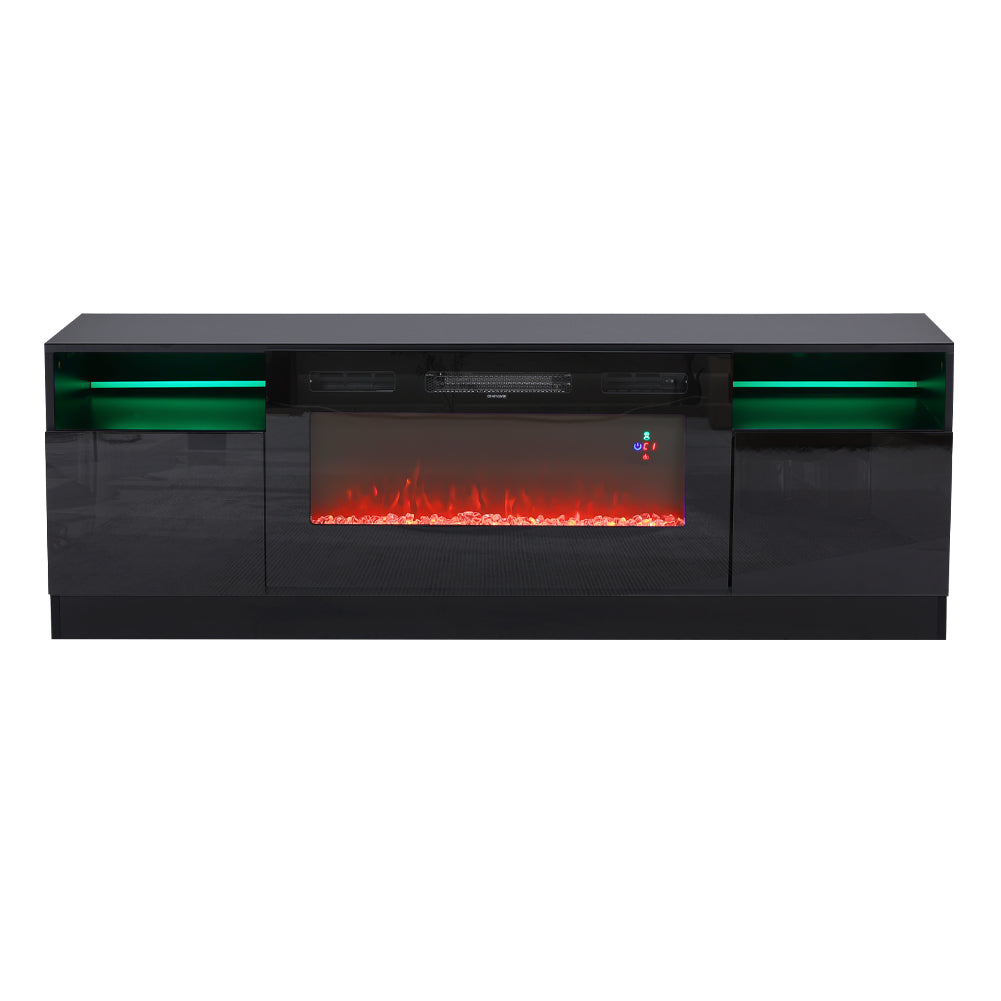 Recessed Electric Fireplace TV Stand with Closed Storage