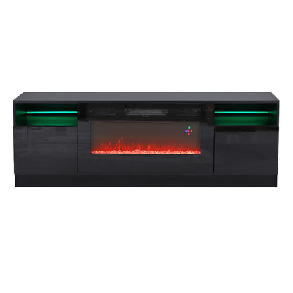 Recessed Electric Fireplace TV Stand with Closed Storage