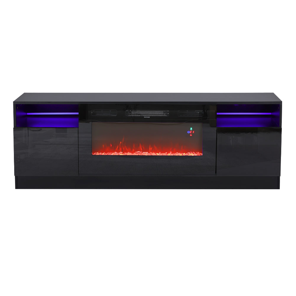 Recessed Electric Fireplace TV Stand with Closed Storage