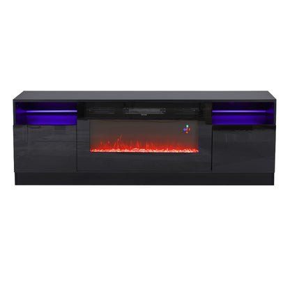 Recessed Electric Fireplace TV Stand with Closed Storage