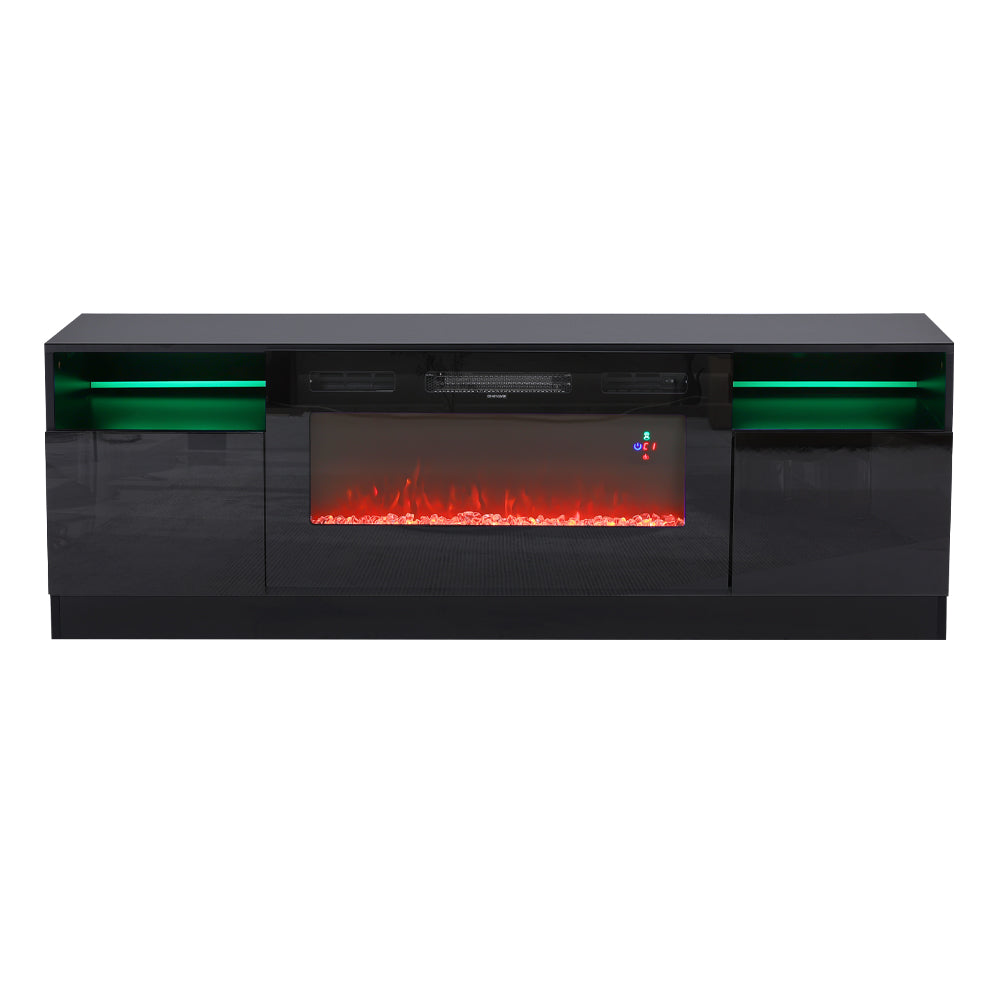 Recessed Electric Fireplace TV Stand with Closed Storage