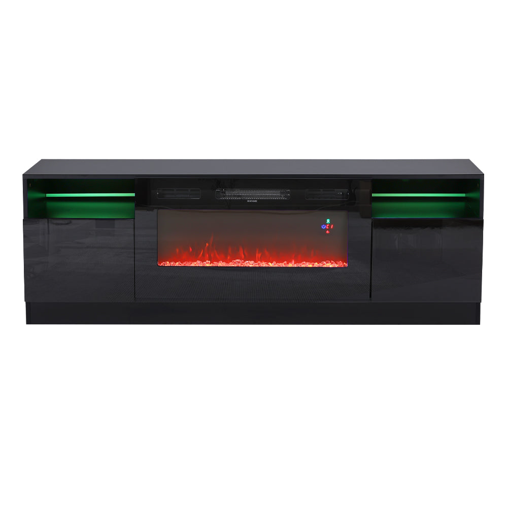 Recessed Electric Fireplace TV Stand with Closed Storage
