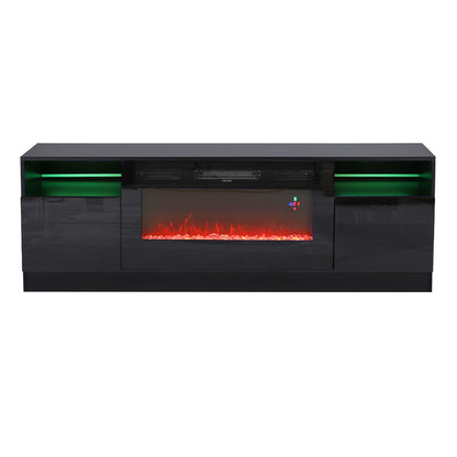 Recessed Electric Fireplace TV Stand with Closed Storage