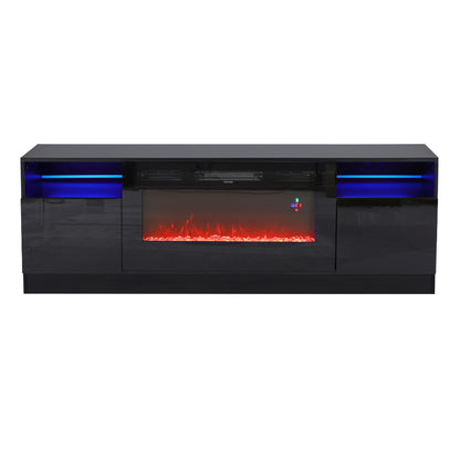 Recessed Electric Fireplace TV Stand with Closed Storage