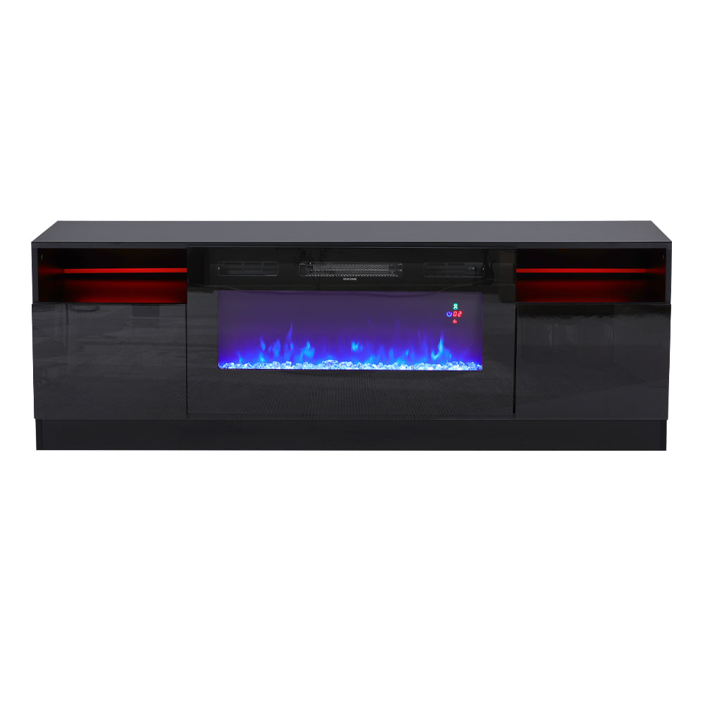 Recessed Electric Fireplace TV Stand with Closed Storage