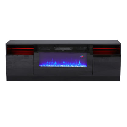 Recessed Electric Fireplace TV Stand with Closed Storage