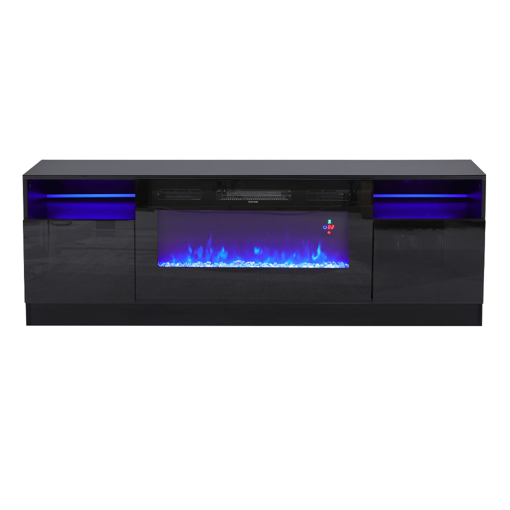 Recessed Electric Fireplace TV Stand with Closed Storage