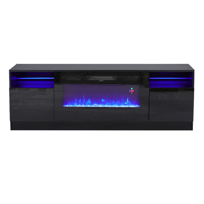 Recessed Electric Fireplace TV Stand with Closed Storage