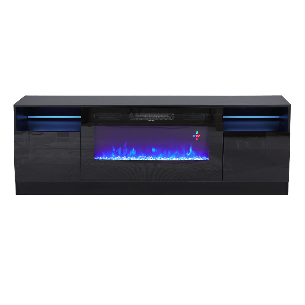 Recessed Electric Fireplace TV Stand with Closed Storage