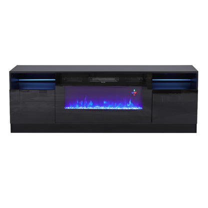 Recessed Electric Fireplace TV Stand with Closed Storage