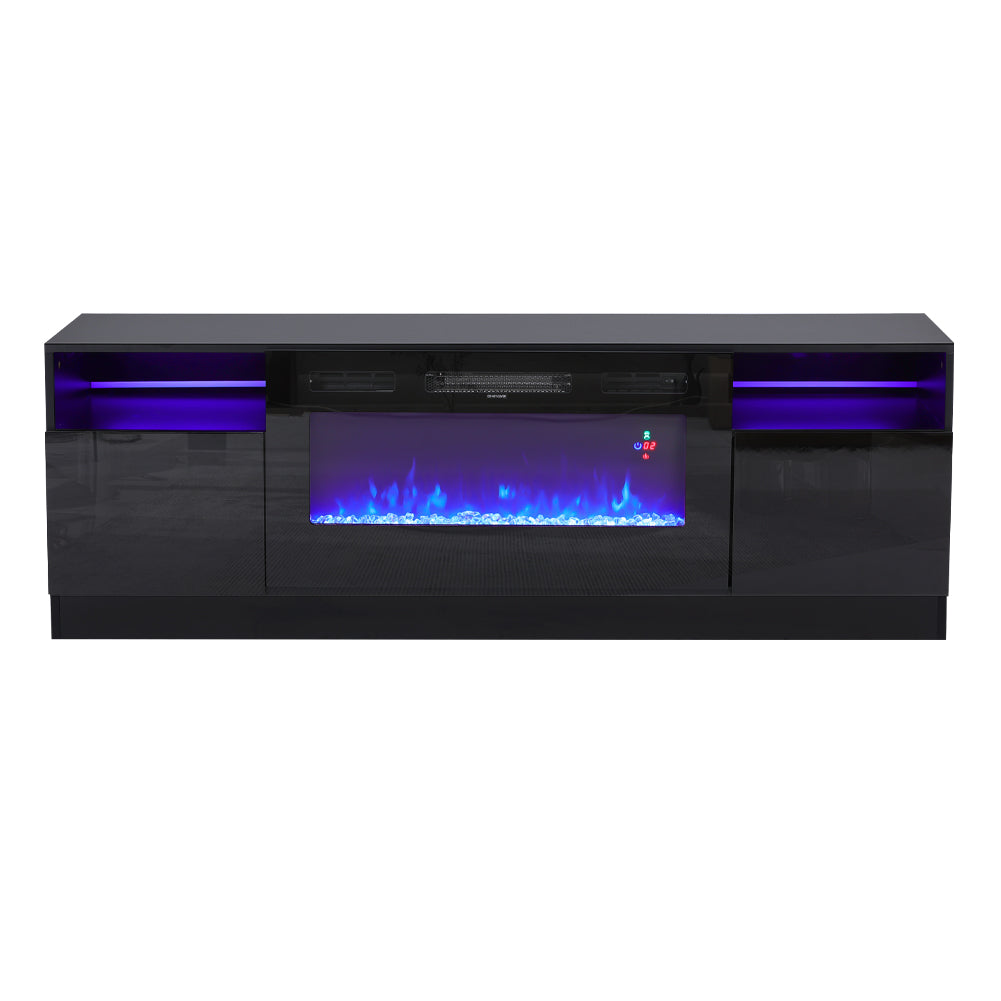 Recessed Electric Fireplace TV Stand with Closed Storage