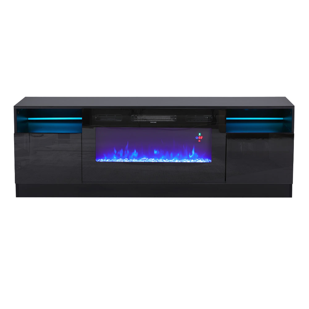 Recessed Electric Fireplace TV Stand with Closed Storage