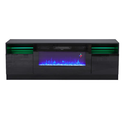 Recessed Electric Fireplace TV Stand with Closed Storage