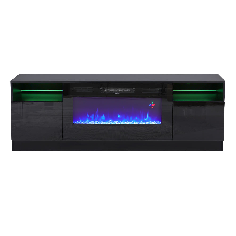 Recessed Electric Fireplace TV Stand with Closed Storage