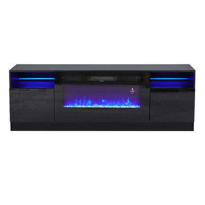 Recessed Electric Fireplace TV Stand with Closed Storage