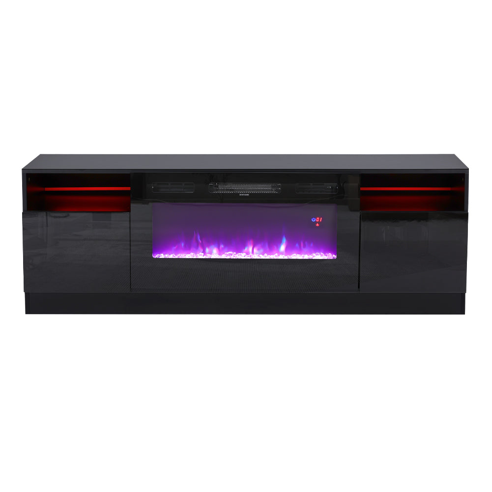 Recessed Electric Fireplace TV Stand with Closed Storage