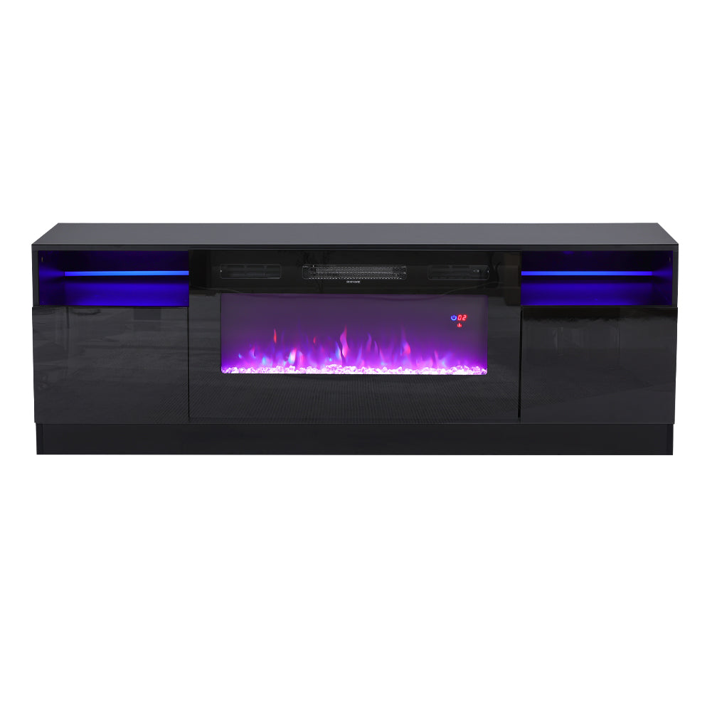 Recessed Electric Fireplace TV Stand with Closed Storage