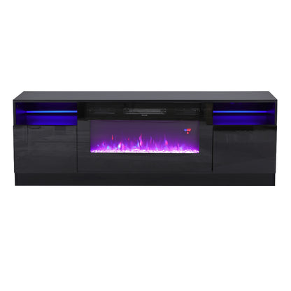 Recessed Electric Fireplace TV Stand with Closed Storage