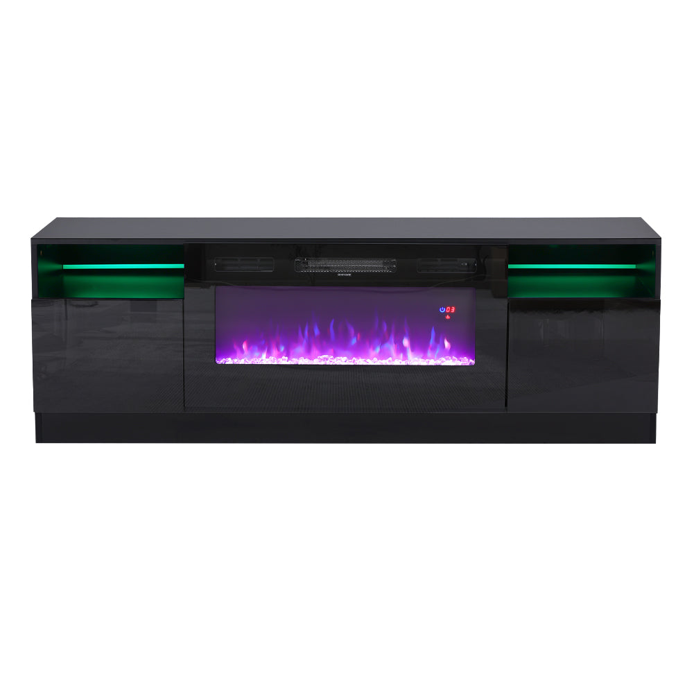 Recessed Electric Fireplace TV Stand with Closed Storage