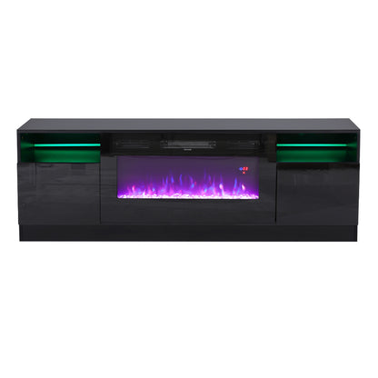 Recessed Electric Fireplace TV Stand with Closed Storage
